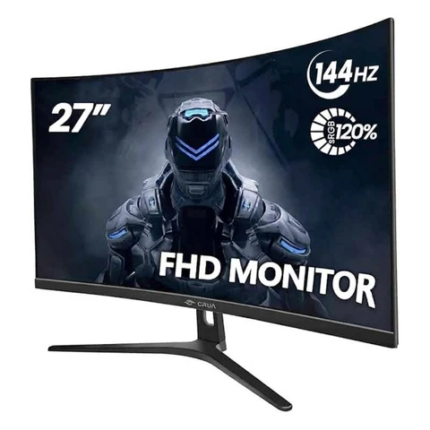 CRUA Moniteur de jeu incurvé 27" | FHD 1920 x 1080P, 144 Hz, écran VA 1800R, 120 % sRGB, AMD FreeSync, HDMI et DisplayPort, montage mural, noir