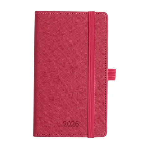 IN-LUXPRO Diary 2026 Planner A6 (16.4x9.6 cm) Week to View， 12 Months Weekly & Monthly Plan with Month Tabs & Pocket & Expenses/Note Pages 100GSM Paper PU Leather Hardcover Rose Red, New Year Sale , Top gift picks