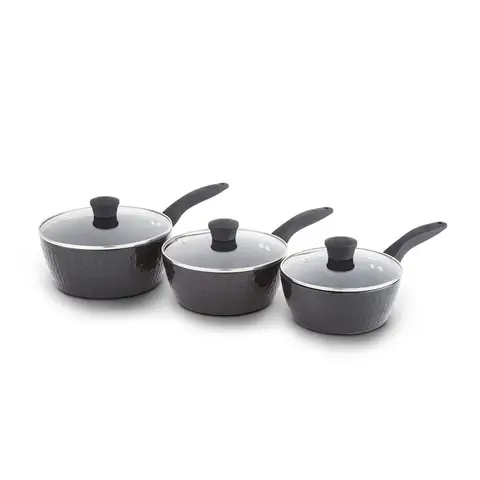 Tower Diamo 3 Piece Cookware Set with Black Diamond Non-Stick Ceramic Coating - Black
