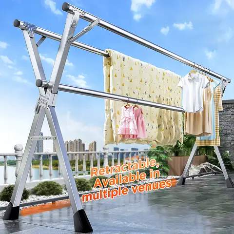 JOYBOS faltbarer Wäscheständer aus Edelstahl, in der Länge ausziehbar verstellbar (107-160 cm)