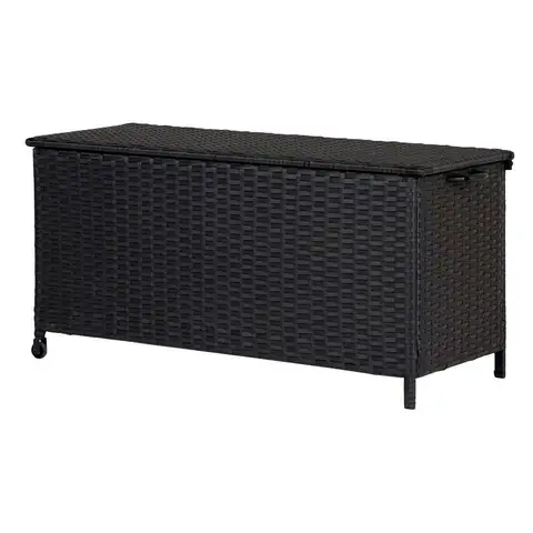 Outdoor gewebte Kissenbox mit Rollen (133 x 55 cm)