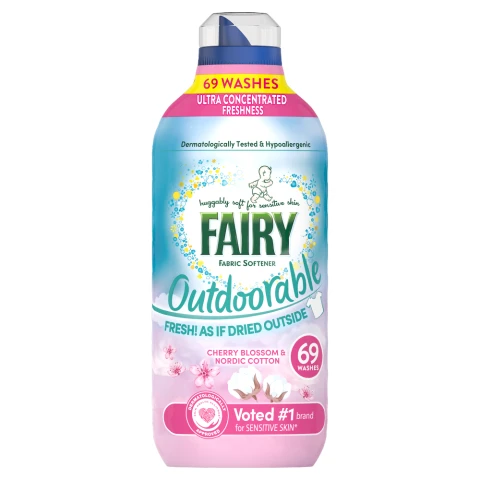 Fairy Outdoorable Fabric Conditioner, Cherry Blossom and Nordic Cotton, 69 Washes, Sensitive Skin