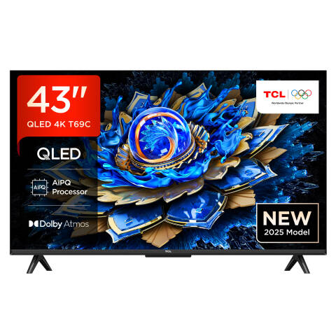 TCL 43T69C 43 Zoll QLED, Direct LED, 4K HDR, Smart Google TV Dolby Vision & Atmos, Game Master, Motion Clarity, Google Assistant & Alexa