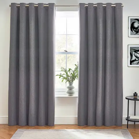 Furn Eyelet Curtains Dawn Blackout Charcoal W:168xL:183cm