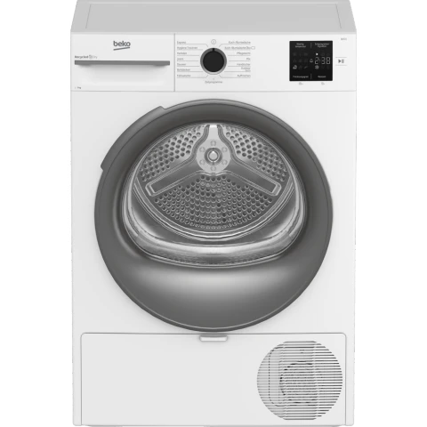 Beko Wär­me­pum­pen­trock­ner BM3T37210W1 weiß Kondenstrockner mit Wärmepumpentechnologie, NX Design, Multifunktionsdisplay mit bis zu 24 h Startzeitvorwahl, vollelektronisch, elektronische Feuchtemessung, Edelstahltrommel, 7 kg, EEK:A+, neue EEK "E"