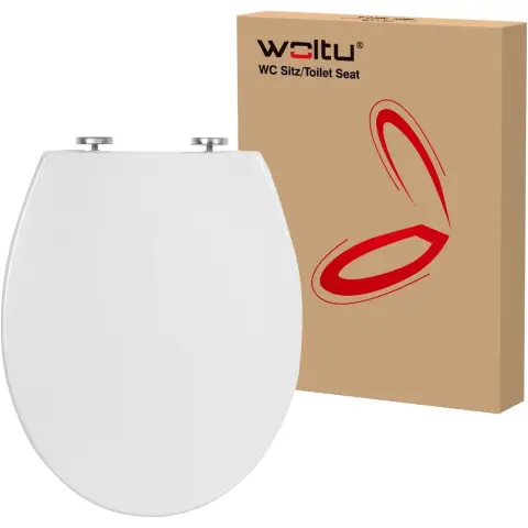 WOLTU WC-Sitz, Toilettensitz mit Absenkautomatik, Antibakterieller WC-Sitz, Schnellbefestigung, Weiß Oval
