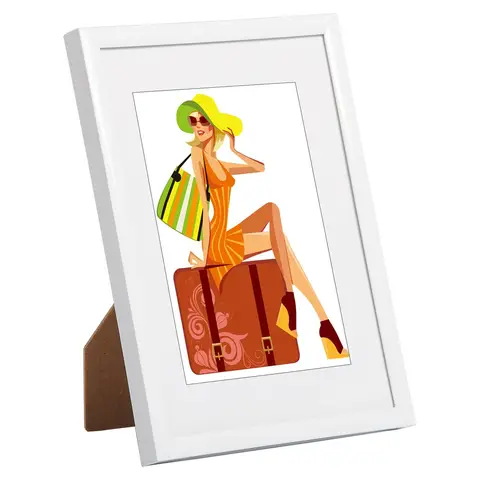 WOLTU Bilderrahmen 40x60 cm Fotorahmen Kunststoff mit Passepartout, Posterrahmen für Vertikale oder Horizontale Aufhängung/Stand, Collage Wanddeko, Weiß