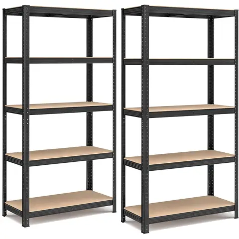 SONGMICS Shelving, 5-Tier, Set of 2, 180x90x40cm, Black