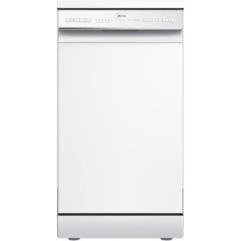 Midea MDWEF1034C(W)-WG-UK 45cm Freestanding Slimline Dishwasher - 10 Place Settings - White - E Rated