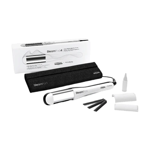 L'Oréal Professionnel Paris Steampod 4.0 - Lisseur et boucleur vapeur 2-en-1, coiffure rapide, technologie vapeur brevetée, tous types de cheveux, blanc
