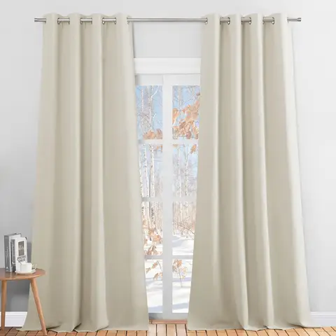 PONY DANCE Blackout Curtains with Eyelet, 2 Panels W140 x L245cm(W55 x L96inch), Light Beige