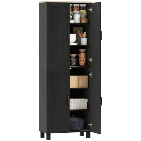 HOMCOM Freestanding Kitchen Cupboard, 4-Door Storage Cabinet with Adjustable Shelves, Modern Kitchen Pantry for Dining Room B