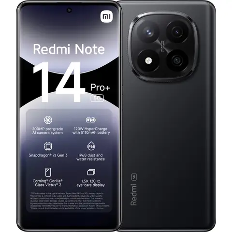 Redmi Note 14 Pro+ 5G 12+512 Middernacht Zwart