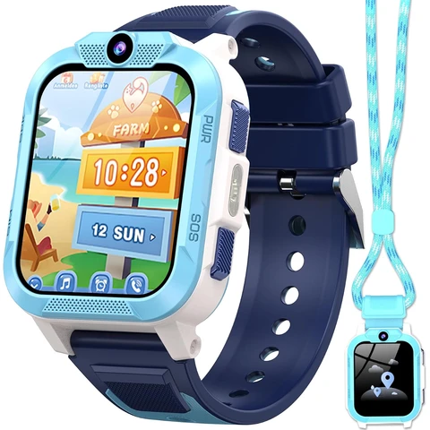 Blackview Z40 Pro 1,85" Montre connectée pour enfants, Fonction Tap-to-Friends, GPS+WiFi+LBS, 850 mAh, Bouton SOS, 4G, Mode école (sans jeux), IP68, Compteur de pas, Bleu