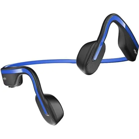 SHOKZ OpenMove Knochenleitungs-Kopfhörer, Open-Ear Sport Bluetooth Ohrhörer mit Geräuschunterdrückendem Mikrofon, IP55 Wasserdichtes Kabelloses Headset für Laufen, 6 Stunden Spielzeit, mit Aufklebern, Blau