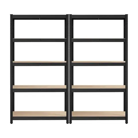 SONGMICSHOME  5-Tier Shelving Units Set of 2, Steel Shelving Unit for Storage, Garage, Shed, 30 x 75 x 150 cm, Black
