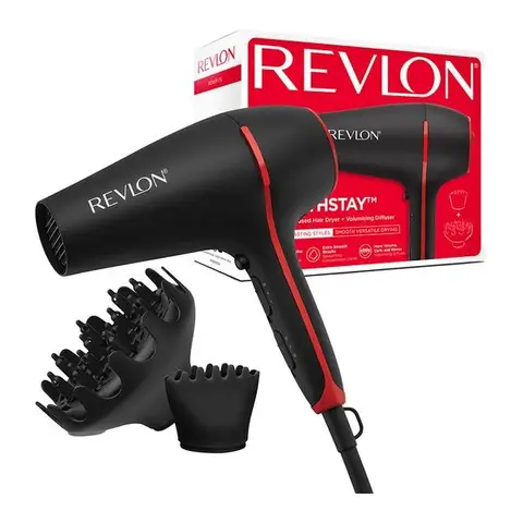 Revlon Smooth Finish Hair Dryer, Best-Selling Salon-Grade Hair Care Brand, 3-Layer Coconut Oil Ceramic Coating, Delivers Smooth, Shiny Hair with Noticeable Drying Results, Portable Design, Includes 2 Attachments, 2000W, Powerful Fast Drying, Model RVDR5317UK