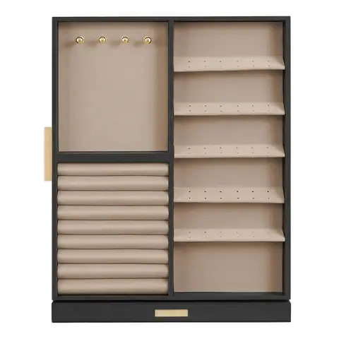 SONGMICSHOME  360° Rotating Jewellery Organiser, Vertical Storage Box with Glass Window, 7 Drawers, Gift Idea, Black