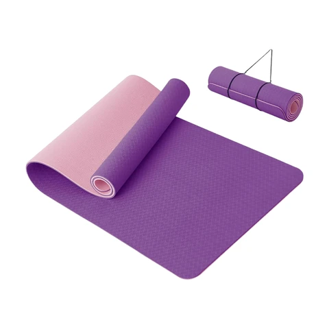 MISS LULU Good Nite Yoga Mat Exercise Mats Workout Pilates Fitness Mat for Women Men Non-Slip Thick 10mm High Density Gymnastics Mats with Carry Strap Tpe 183 x 61 x 1cm (Green/Black) Purple/Pink