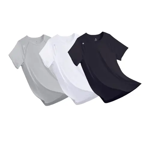 ochama [100 Ultra-Light Quick-Drying] Sports T-Shirt Summer Outdoor Running Fitness Short-Sleeved Men’s Black and White Gray L 3 Pieces Mix