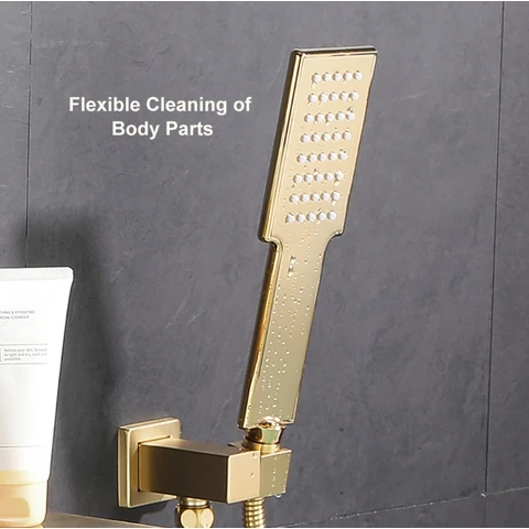 Homary Wall Mount Bath Tap Solid Brass Single Lever Handle in Brushed Gold