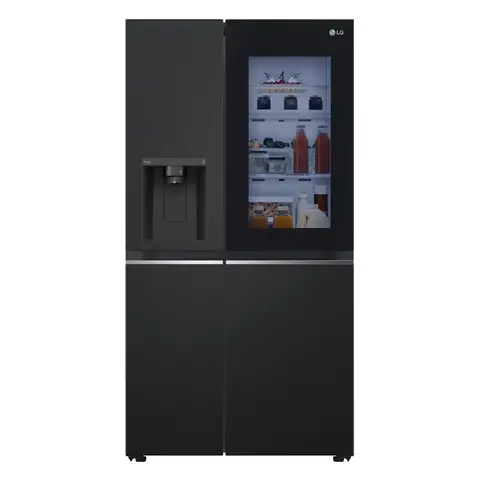 LG InstaView™ GSGV81EPLD American Style Smart Fridge Freezer Non Plumbed Ice & Water Dispenser - Matte Black - D Rated