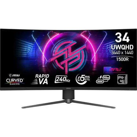 MSI MPG 346CQRF X24 monitor 86,4 cm (34") 3440 x 1440 pixels UltraWide Quad HD zwart