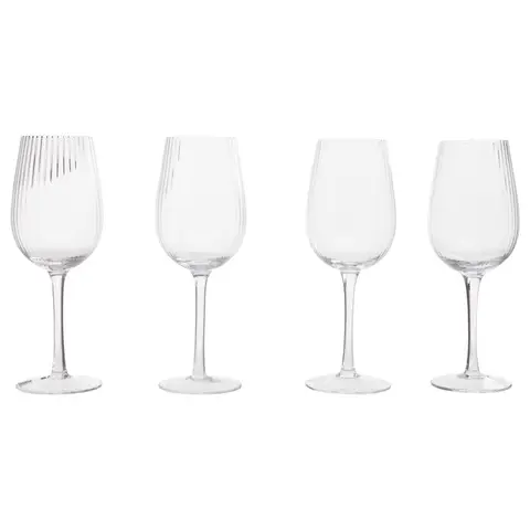 Maison by Premier Fluted Design Set of 4 Wine Glasses, Stylish Glassware, Premium Drinking Glasses For Special Occasions