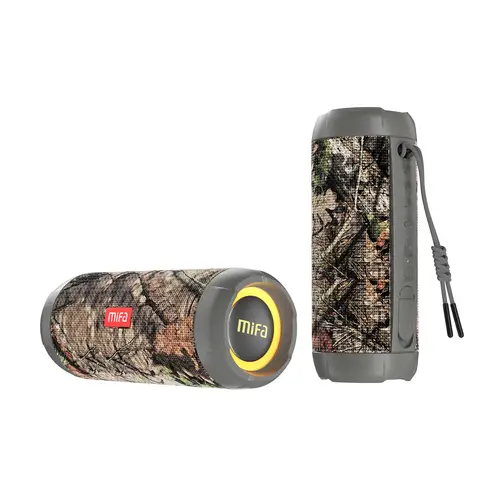 Enceinte Bluetooth portable Mifa WildRod, Enceinte sans fil pour extérieur, Streaming Bluetooth 5.3, Étanche et anti-poussière IP67 - Camouflage