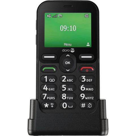 DORO Leva E10 4G Téléphone mobile pour seniors avec station d'accueil - Noir