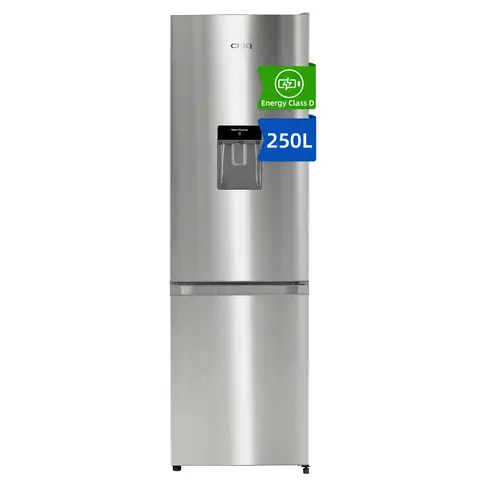CHiQ JKR250WDSSD 54cm Wide 181cm Tall Total No Frost Freestanding Fridge Freezer with Water Dispenser - 250L - Premium Stainless Steel - D Rated