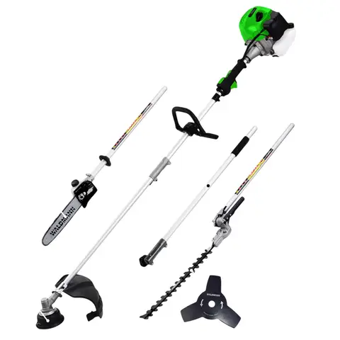 WALDMANN Multifunktionswerkzeuge 4-in-1, Modell TU-MT430, Motormodell 1E40F-5E, Hubraum 42,7 cm3, Motorspezifikation 1,35 kW/1,84 PS, Max. Drehzahl 9200 U/min, Kraftstoffölverhältnis 40:1, Tankschraubdeckelvolumen 1200 mL, Getriebeverhältnis 20:15