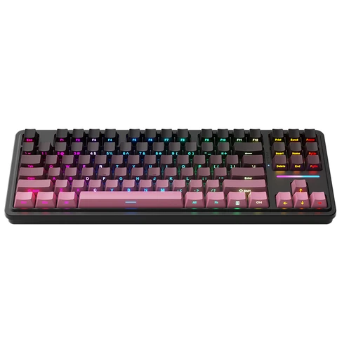 Machenike KG87 - clavier mécanique 80 % tri-mode, disposition QWERTY US, montage gasket, switch Latte - rose