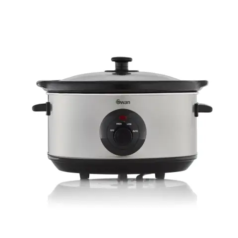 Swan SF17020N 3.5 Litre Oval Stainless Steel Slow Cooker with 3 Cooking Settings, 200W, Silver