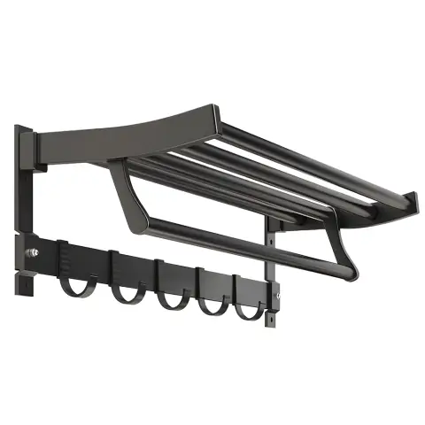 SNSP Handtuchhalter, nicht stanzend, Aluminium, Badezimmer-Aufbewahrungsregal, faltbar, für Badezimmer mit Haken, Handtuchhalter
