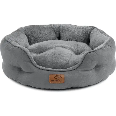 Waschbares Katzenbett BEDSURE mit doppelseitigem Innenkissen für Katzen oder kleine Hunde - Größe S - 51x48x15cm - Grau