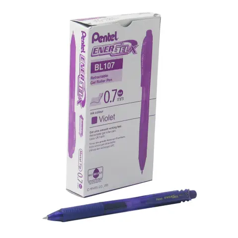 Pentel EnerGel X 0.7 Retractable Gel Pen Violet Pack of 12