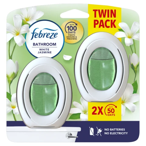 Febreze Bathroom, Continuous Air Freshener White Jasmine 2 Count