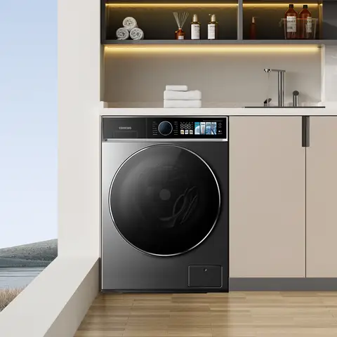 coocaa 12 kg Galaxy A7 Serie Frontlader-Waschmaschine, BLDC-Inverter-Motor, A-30% Klasse, Bakterienentfernungssystem, Dampfwäsche, Schnellwäsche 15 Min., Kindersicherung, 14 Programme, Endzeitvorwahl, Baby Care, Anti-Haustierhaare [Energieeffizienzklasse A] F124A7ZBC0
