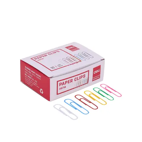 Deli Colored Paper Clips, Office Stationery Supplies, Assorted Colors, 1-Box