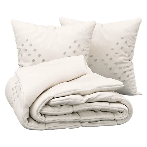 Parure de lit en coton percale ivoire 240x220 cm