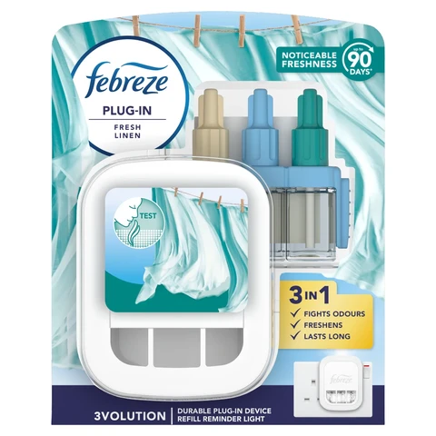 Febreze 3Volution Smart Programming Air Freshener Plug In, Starter Kit, Fresh Linen, 20ml