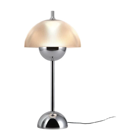 Tubicen Blumentopf Chrom Nachttischlampe mit Stecker Transparent gestreifte Pilz-Tischlampe mit Speicherfunktion Moderne LED 4-Stufen Touch-Dimmfunktion Schreibtischlampe für Nachttische, Schlafzimmer und Home Office