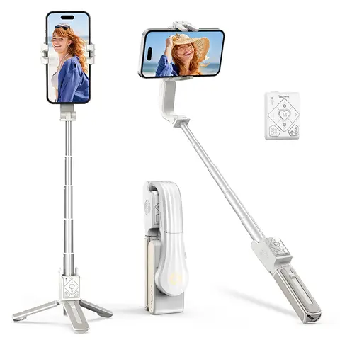 hohem 4-in-1 Foldable Single-Axis Smartphone Gimbal｜Selfie Stick · Tripod · 360° Rotation for Live Streaming｜Portable Anti-Shake Design with Detachable Remote｜Compatible with iOS/Android
