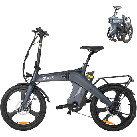DYU T1 Electric Bike 250W Brushless Motor 36V10AH Lithium Battery E-bike Adult 20-in Tire Fold Electric Bicycle - Grey