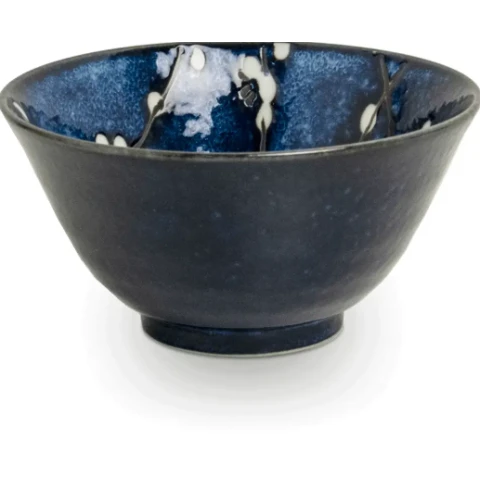 KOM Bol en céramique japonais KOM Edo motif fleur de cerisier bleu BOL Ø13cm*H7cm