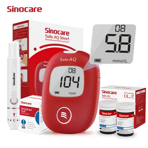 Sinocare Safe AQ Smart Bottled Test Strips 50 Strips per Set Transparent mmol Version