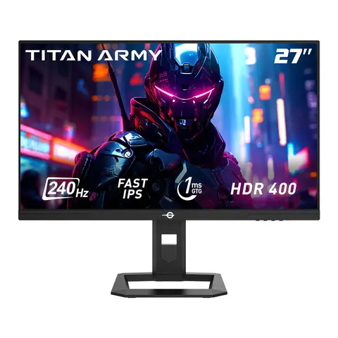 TITAN ARMY 27" 2K QHD Gaming Monitor, Fast IPS 240 Hz 1 ms GTG, 2560x1440 16:9 Esports Display, HDR 400, FreeSync, Höhen- und Pivotverstellbarer Standfuß, EU-Version - P2710S