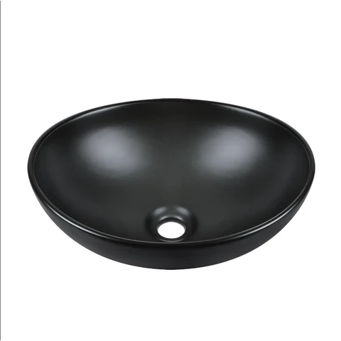 DeerValley Ceramic Wall-Mounted Bathroom Sink, Small Bathroom Black 400 x 330 mm