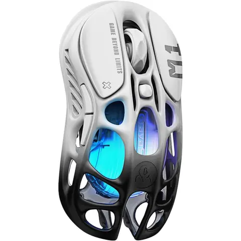 GravaStar Mercury M1 Souris gaming sans fil 26 000 dpi avec fréquence de sonde 4K Hz, capteur PAW3395, Bluetooth, 2,4 GHz, RGB, 5 boutons programmables - Noir dégradé